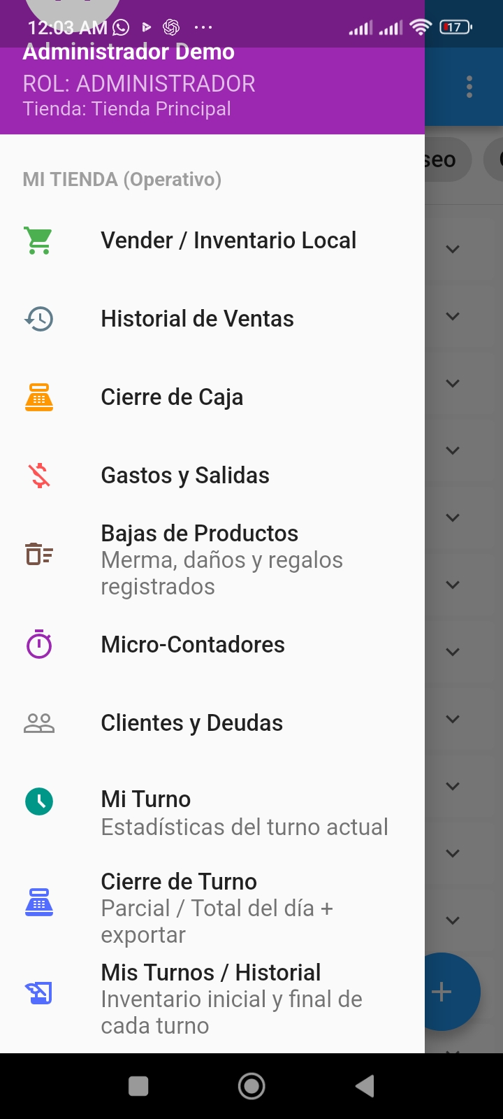 Menú principal